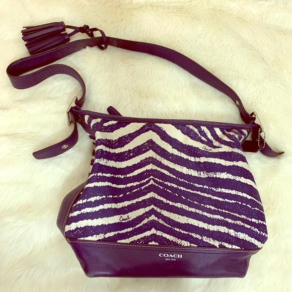 Coach Handbags - SALE | Coach Legacy Purple Zebra Print Purse
